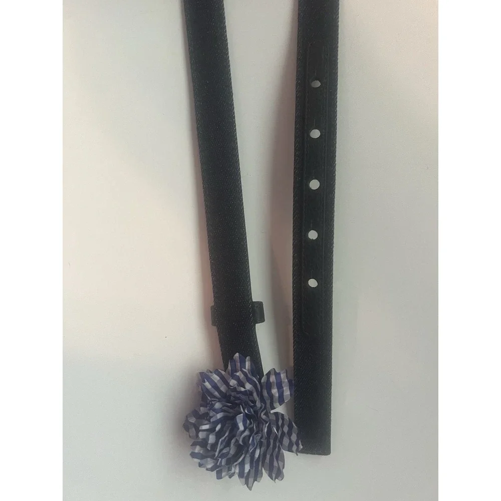 Talbots Dark Denim Blue‎ Gingham Flower Cotton Women's Belt Small